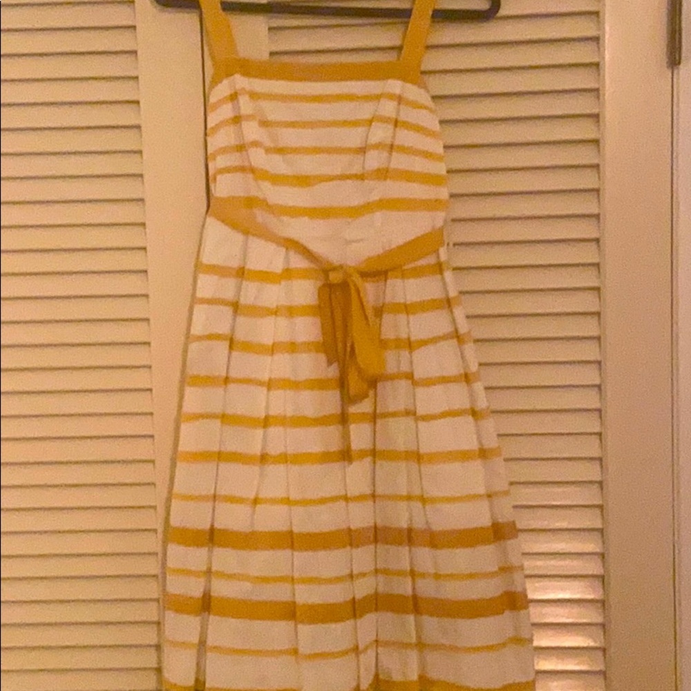 Anthropologie dress A-Line yellow stripe sz 2